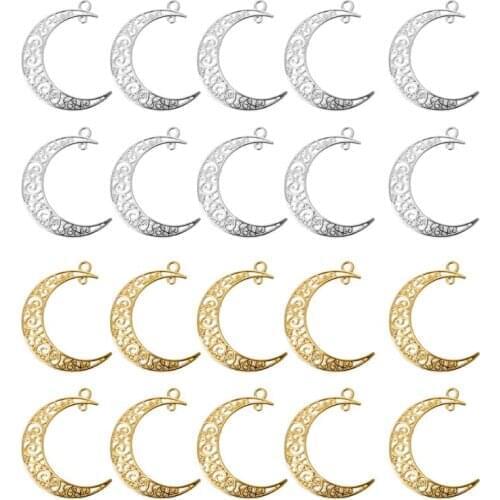 10Pcs Hollow Moon Luna Crescent Symbol Filigree Charm Pendant DIY Jewelry Making