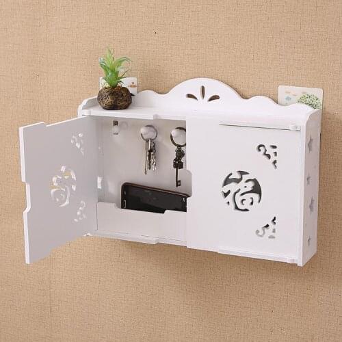 Simple wooden plastic board wall hanging living room decoration key grocery storage rack free punch storage rack household items
