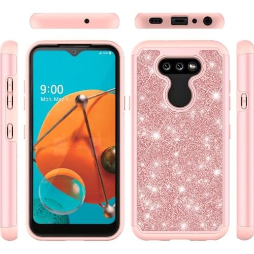 Shockproof PC Bumper Case for LG K31 Glitter Luxury Back Phone Protective Cover For LG K31 K 31 Silicone Capas
