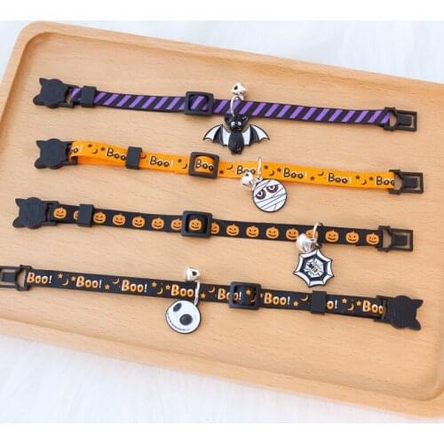 1PCS 18-32CM Halloween Cat Dog Collars Adjustable Funny Puppy Kitten With Bell Safety Buckle Necklace Fidget Pendant Pet Collar