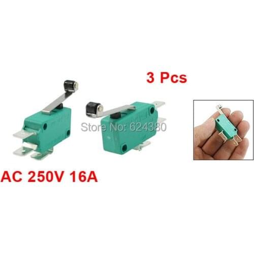 Roller Hinge Lever Arm Momentary Micro Switch E-Switch SPDT 1 NO 1 NC 16A 250V AC KW3-0Z Discount x 3 Pcs / Lot