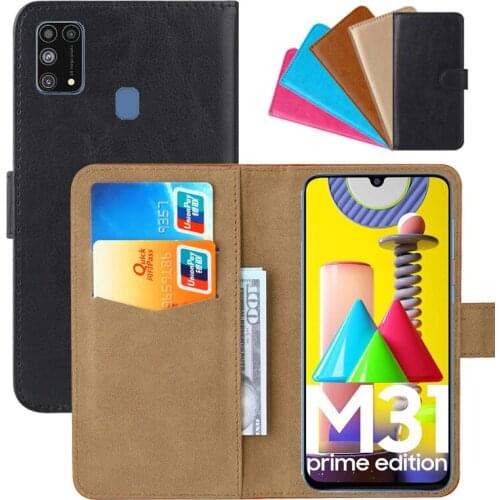 Luxury Wallet Case For Samsung Galaxy M31 Prime Edition PU Leather Retro Flip Cover Magnetic Fashion Cases Strap