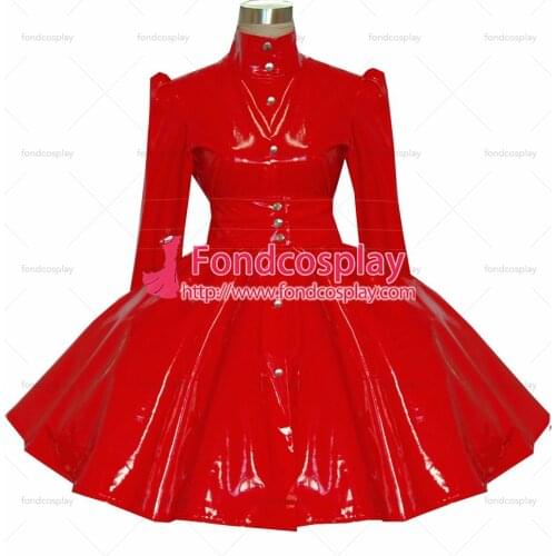 Sexy Sissy Maid Gothic Lolita Punk Red Pvc Dress Cosplay Costume Tailor-made[G380]