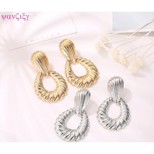 Earrings Gold Color Big Dangle Earrings for Women Fashion Geometric Round Vintage Punk Statement Drop Earring Party Jewelry