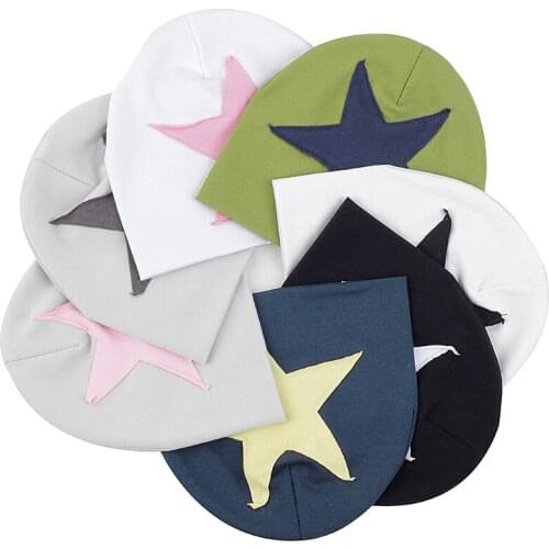 Beanie Hat Star Pullover Cap Skull Cap For Baby Angel Newborn Child Winter Warm Cotton For 0-3 Month