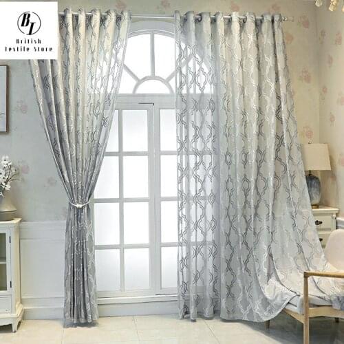 Modern Minimalist Geometric Curtains for Living Dining Room Bedroom Jacquard White Gray Heat Insulation Sunscreen Curtain