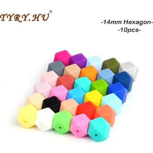 TYRY.HU Silicone Hexagon Beads 10pcs 14mm DIY Toy Gift Necklace Pacifier Chain BPA Free Teething Baby Teether Baby Accessories