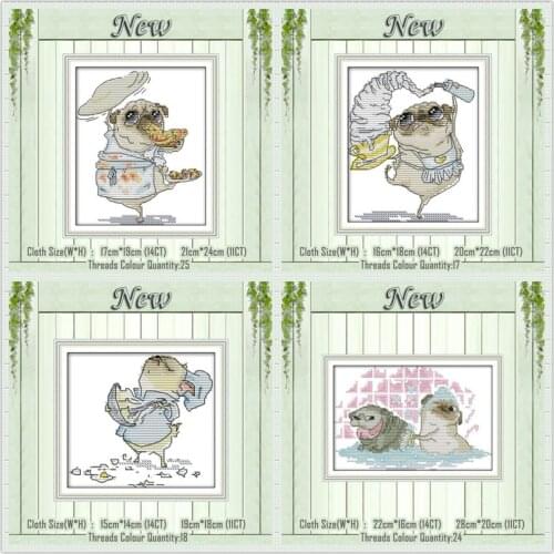 Pastry dessert chef dog cartoon painting counted printed on the canvas DMC 11CT 14CT kits Cross Stitch embroidery needlework Set