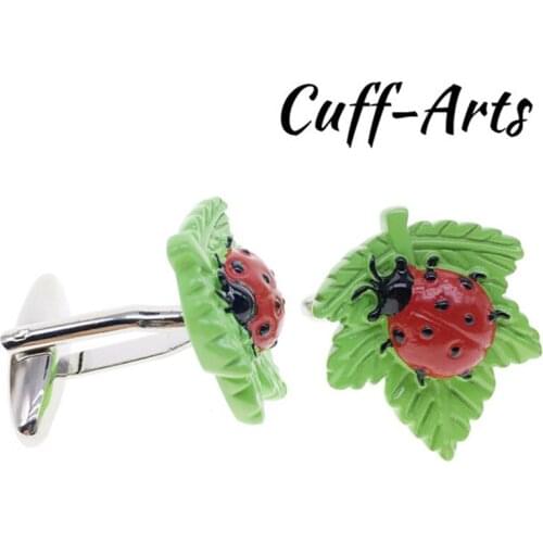 Cuffarts Personality Cufflinks Mens Combination Ladybugs Green Leaves Cuff Links Men Accessories Cufflinks C10053