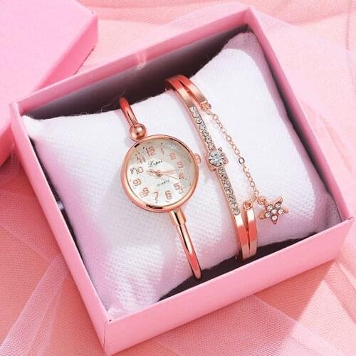 Lvpai Luxury Brand Women Quartz Watches Fashion Diamond Bracelet Set Simple Arabic Numeral Dial Ladies Watches Relogio Feminino