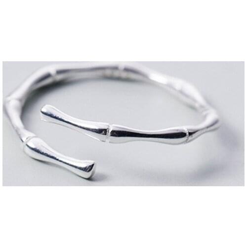 925 Sterling Silver Bamboo Knot Opening Ring For Women Party Cute Fine Jewelry Minimalist Accessories 2019 Gift