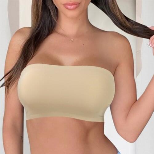 Womens No Steel Ring Sports Underwear Wrapped Chest Yoga Comfortable Sleep Bra Vest Insert Tube Top Bandeau Bra Vest Tees