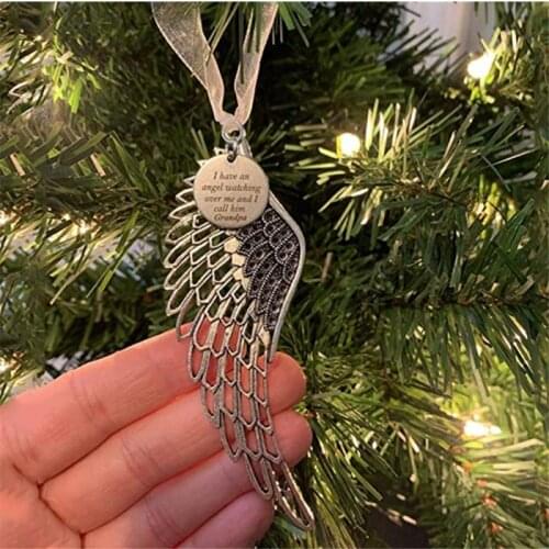 1Pcs Good Life Memorial Ornaments Christmas Pendant Wing Angel Alloy Pendant Home Festive Christmas Decoration Party Supplies