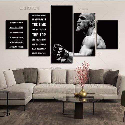 5 Piece Canvas Paintings Framework HD Prints Pictures Conor Mcgregor Famous Person Poster Home Decor Wall Art