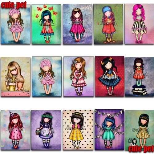 5D Diamond painting Cartoon girl Picture Full Square Round Drill Cute girl Diamond Embroidery Cross stitch child gift Home decor