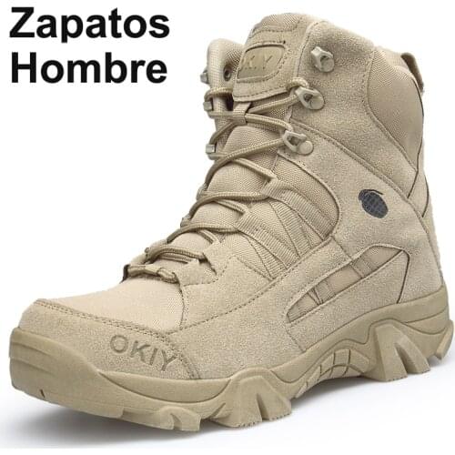 Men Tactical Boots Army Boots Mens Military Desert Waterproof Work Safety Shoes Climbing Hiking Shoes Ankle Men Outdoor Boots