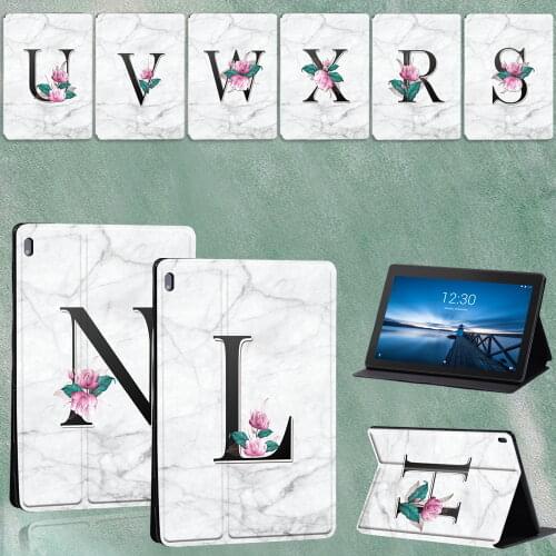 For Lenovo Tab E10 TB-X104F 10.1 Inch/Lenovo Tab M10 TB-X605F/TB-X505 10.1 Inch White Marble Pattern Tablet Case Cover + Pen