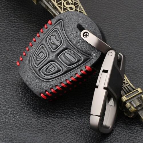 4 Button Key Fob Shell Case For SAAB 9-3 93 2003-2009 Genuine Leather Key Cover Keychain Car Key Bag Case Car Styling