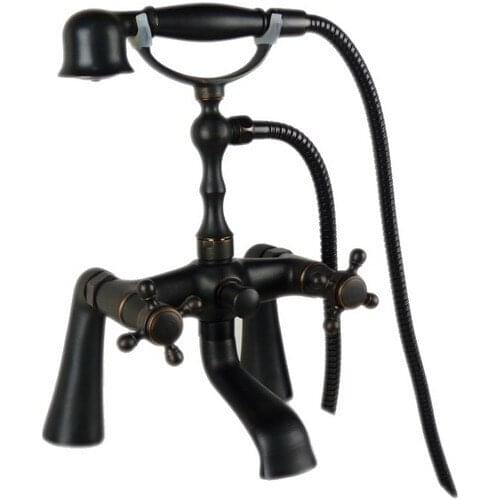 Black Oil Rubbed Brass Deck Mounted Bathroom Handheld Shower Faucet Set Bath Tub Mixer Tap Chg016