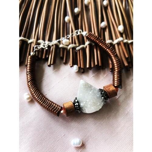 Dr Stone Luxury collection Quartz and Hematite Stone 925 Sterling Silver Women Handmade Bracelet LXDR19