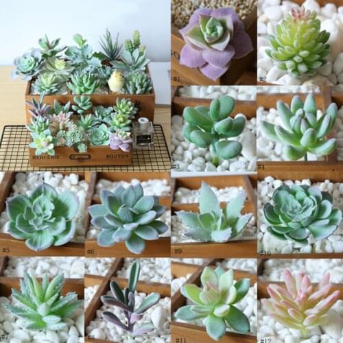 12PCS Artificial Succulent Flocked Plant Fake Cactus Lotus Unpotted Garden Decor Simulation Bonsai Desktop Decoration