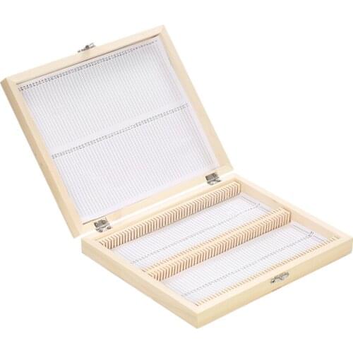 KKmoon Slide Box 100-Places Wooden Slide Storage Box with Numbered Slots Contents Sheet for Prepared Microscope Slides