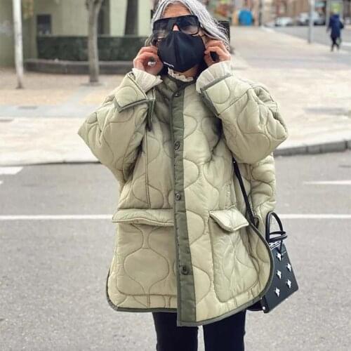 Klkxmyt Za Parka Women Coat 2021 Winter Jacket With Pockets Casual Oversized Jackets Parkas Woman Long Sleeve Street Autumn Coat