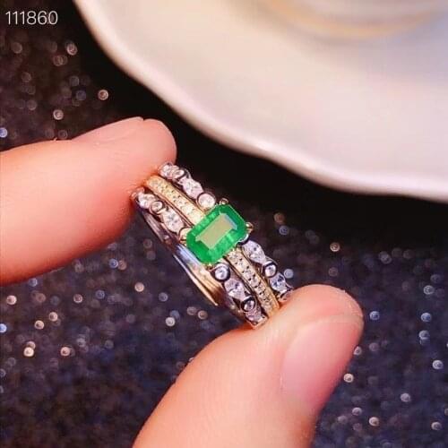 Natural Emerald Ring 925 Silver Ladies Ring Luxurious Atmosphere Dignified and Elegant 4*6mm