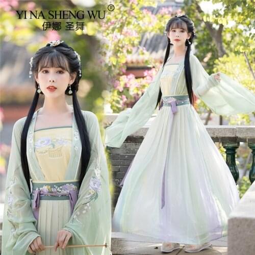 Hanfu Women Costume Elegant Traditional Style Chinese Hanfu Princess Dress Ancient Folk Tang Set Fairy Performance Clothing 3PCS