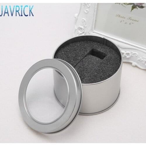 Round Metal Jewelry Wrist Watch Display Box Storage Organizer Case With Cushion JUL31