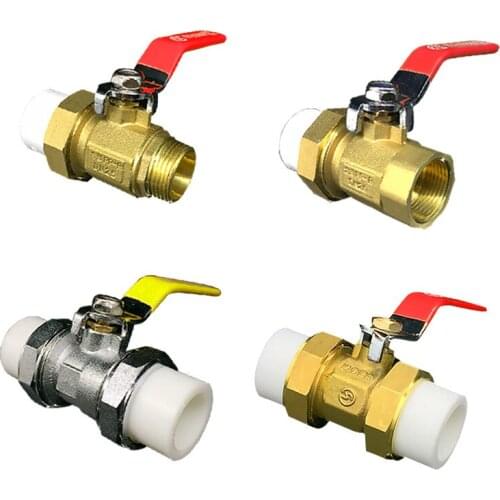 1 PC PPR Pipe Double Union Copper Ball Valve 2/1" 3/4" 1" 11/4' 11/2" 2" Brass 6 Points 25MM Hot Melt 63 Valve Dn40 Switch