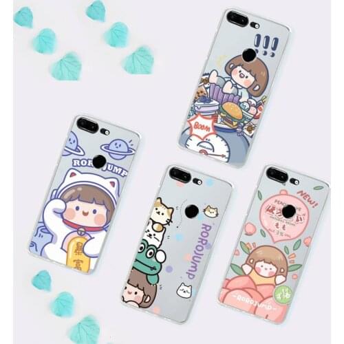 Cute anime girl snacks Phone Case Transparent for Huawei P 40 20 30 10 mate pro lite plus