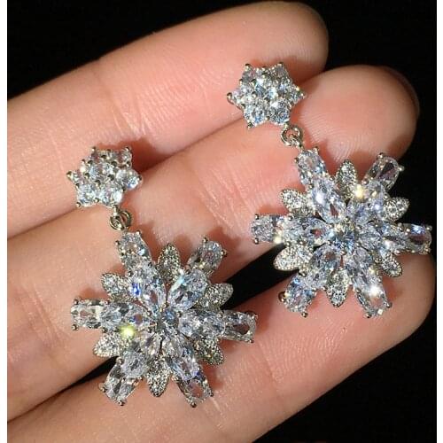 Fashion Cubic Zirconia Fancy Crystal Flower 925 Tremella Stud Earrings Womens Womens Jewelry Valentines Day Gift Boho Style