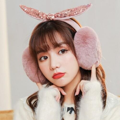 Bow-knot Earmuffs Winter Travel Windproof and Freeze-proof Colorful Glowing Foldable and Removable Ear Pack Plush Ear Warmer