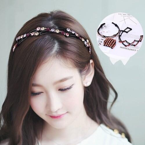 FORWOT Non-slip Teeth Headband Folding Rhinestone Hairband Crystal Fashion Bezel Hair Band Hoop Girls Hair Accessories Headdress