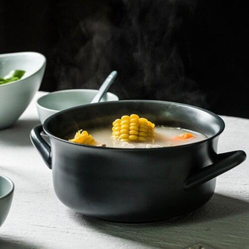Nordic ceramic bowl noodle bowl big bowl soup bowl binaural instant noodle bowl deep soup bowl home creative personality tablewa