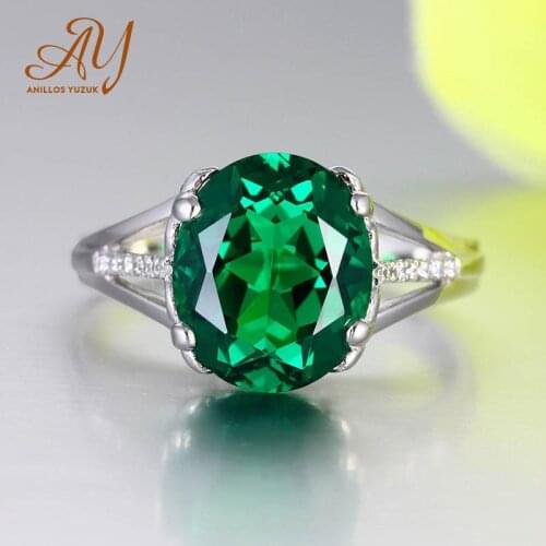 Solid 925 Sterling Silver Emerald Sapphire Gemstone Ring For Women Wedding Jewelry Green Amethyst Gemstone Rings Fine Jewelry
