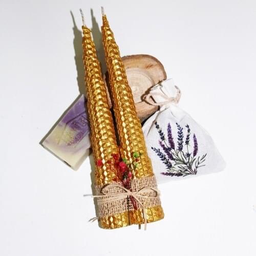 Frig Lavender Design Gift 2 Li Candlestick Type Colorful Wax Candle Set