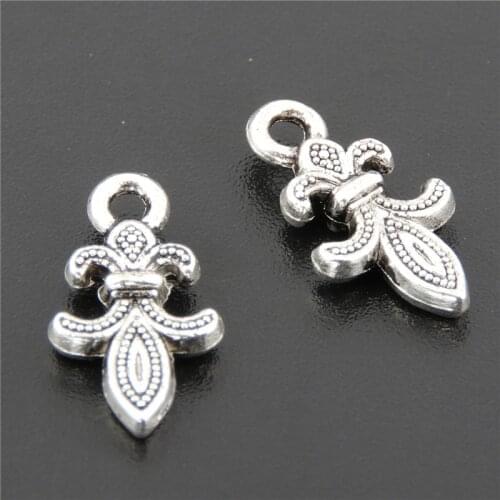 20Pcs Silver Color lily Shaped Anchor Charms Making Flower Handmade Pendant Necklaces Earrings Jewelry Supplies 14x8mm A2694