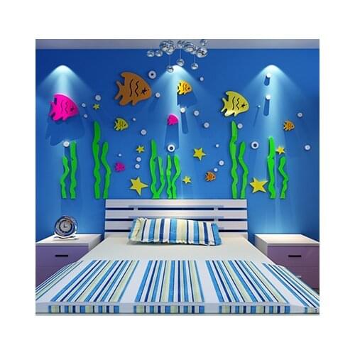 Underwater world 3D acrylic three-dimensional wall stickers Living room sofa background childrens room decoration