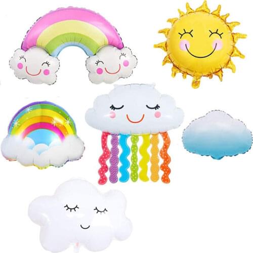 6 Pcs New Large Size Rainbow Balloons Birthday Party Colorful Decorations Supplies Included Rainbow Foil Balloons, Cloud Balloon