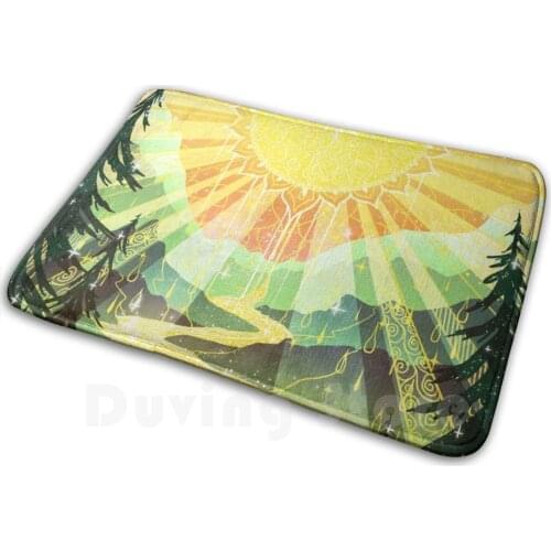 Dawn Carpet Mat Rug Cushion Soft Non - Slip Forest Hipster Pattern Sun Mountain Pnw Pacific Northwest