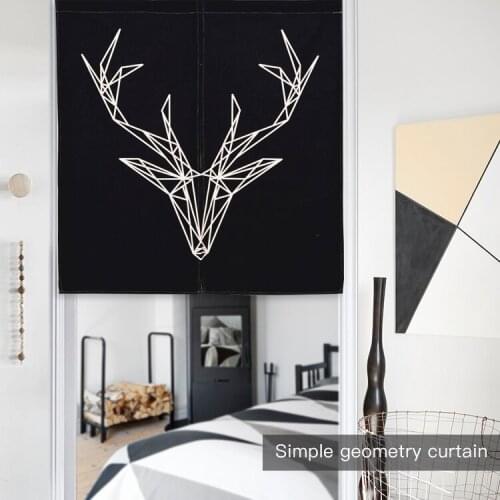Nordic Black White Deer Zebra Short Kitchen Cafe Curtains Old Vintage Camera Quote Japanese Noren Modern Door Home Room Curtain
