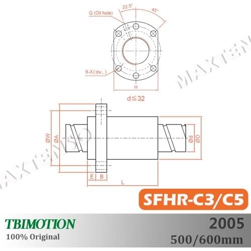 TBI Motion SFHR2005 C3 C5 Ground 5mm lead Ball Screw 500mm 600mm Professional thread shaft High Precision Flange CNC Grind CNC
