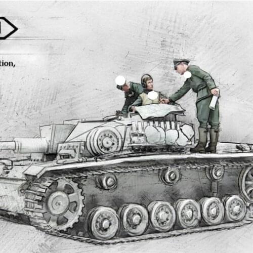 Three German soldiers in World War II resin soldiers 1:35