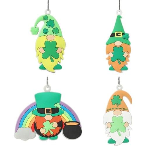 Patricks Day Tomte Gnome Decoration Clover Backpack Hanging Pendant Keychain