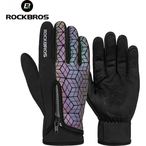 ROCKBROS Winter Bicycle Gloves Touch Screen Thermal Fleece Climbing Skiing Bike Gloves Men Women Windproof Warm Cycling Gloves