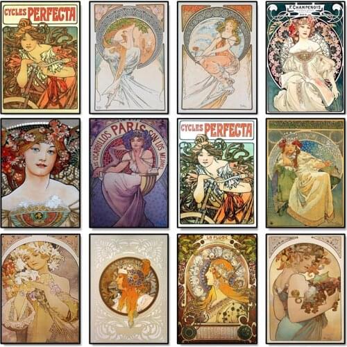 Alphonse Mucha (Alphonse Mucha) Wall Art Works Vintage Poster Canvas Painting Hd Print Mural Modular Picture For Home Decoration