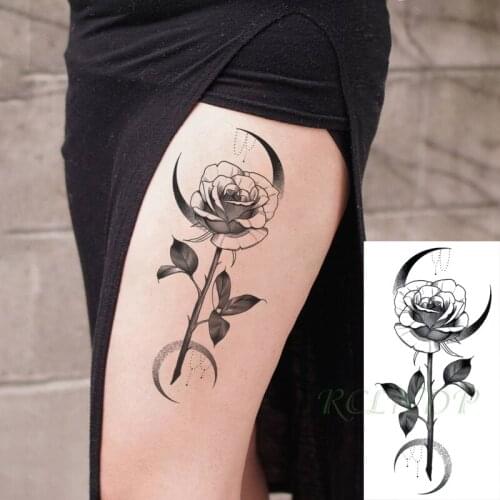 Waterproof Temporary Tattoo Sticker Moon Rose Flower Necklace Element Fake Tatoo Flash Tatto Arm Leg Art for Women Men