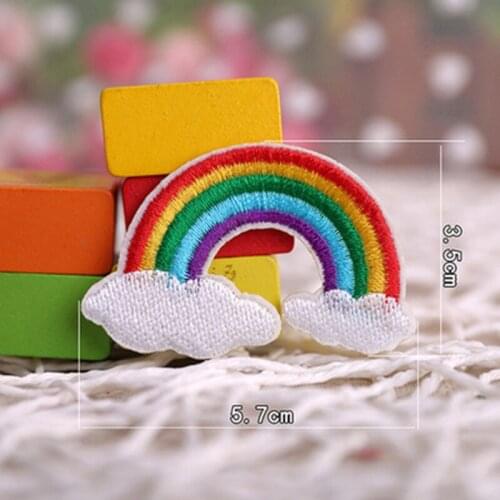 Embroidered Iron-on Patches Clothes Sewing DIY Baby Motif Applique Sticker Handmade Cartoon Decoration Kids Rainbow